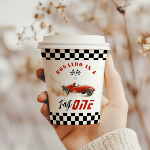 Fast One Red Race Car Boy 1. Geburtstag Pappbecher