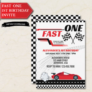 Fast One Rennwagen 1. Geburtstagseinladung Renne Einladung