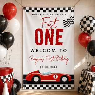 Fast One Rennwagen Junge 1. Geburtstagsfeier Banner