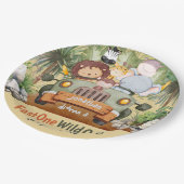 Fast One Wild One Safari Animals Auto 1. Geburtsta Pappteller (Schrägansicht)