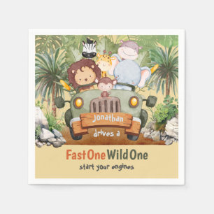 Fast One Wild One Safari Animals Auto 1. Geburtsta Serviette