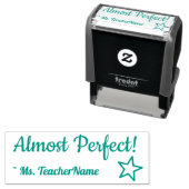"Fast perfekt!" + Teacher's Name Rubber Briefmarke Permastempel (Beispiel)