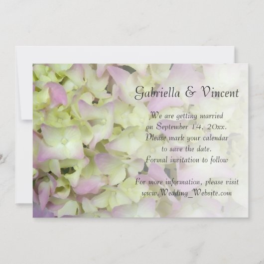 Fast Pink Hydrangea Bloral Wedding retten das Datu Einladung (Vorderseite)