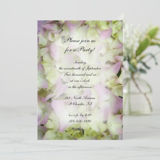Fast Pink Hydrangea Blume Alle Ocassion Party Einladung (Stehend Vorderseite)