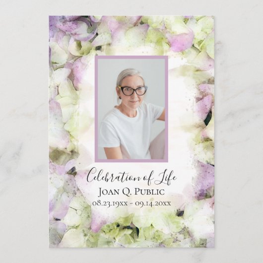 Fast Pink Hydrangea Blume Beerdigung Service Programm (Vorderseite)