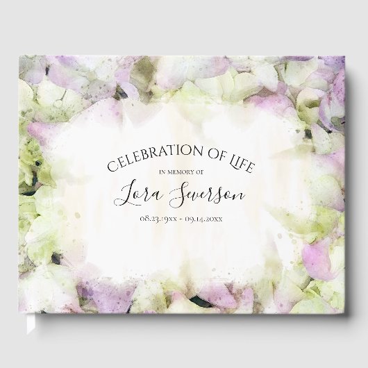 Fast Pink Hydrangea Blume Feier des Lebens Gästebuch (Vorderseite)