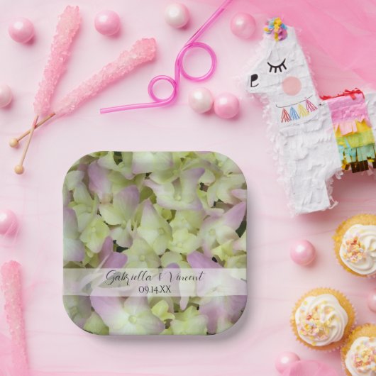 Fast Pink Hydrangea-Blume Hochzeit Pappteller (Party)