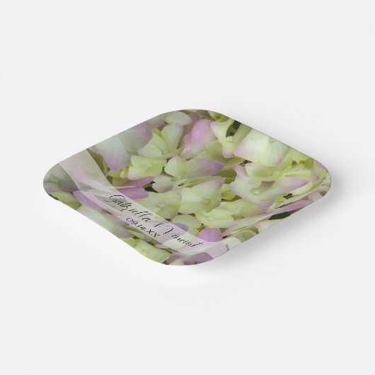 Fast Pink Hydrangea-Blume Hochzeit Pappteller (Gewinkelt)