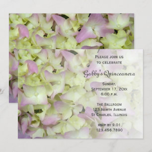 Fast Pink Hydrangea Blume Quinceanera Einladung
