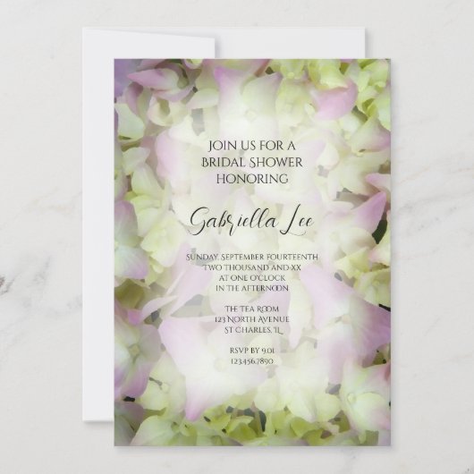 Fast Pink Hydrangea-Brautparty Einladung (Vorderseite)