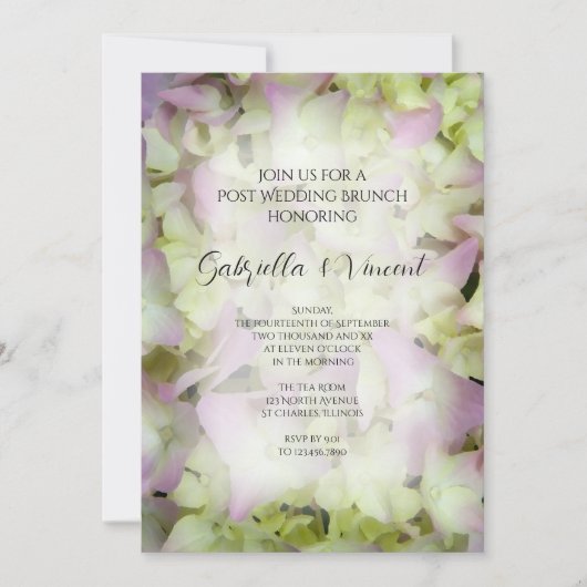 Fast Pink Hydrangea Post Wedding Brunch Einladung (Vorderseite)