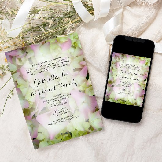 Fast Pink Hydrangea Wedding Einladung