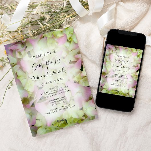 Fast Pink Hydrangea Wedding Einladung