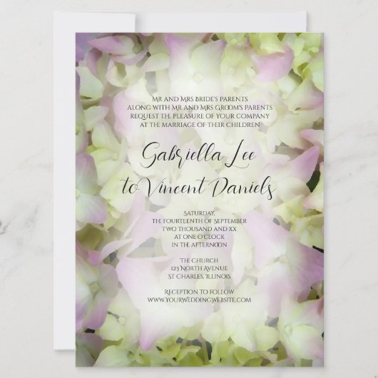 Fast Pink Hydrangea Wedding Einladung (Vorderseite)