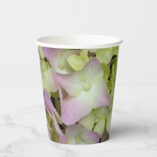 Fast Pink Hydrangeas Wedding Pappbecher (Rückseite)