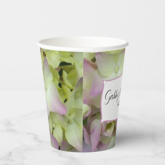 Fast Pink Hydrangeas Wedding Pappbecher (Rechts)