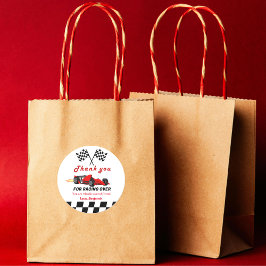 Fast Race Car Boy Vielen Dank zum Geburtstag Runder Aufkleber