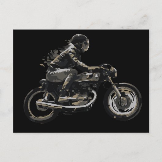 Fast Racing Cafe Racer Motorradfahrer Postkarte (Vorderseite)