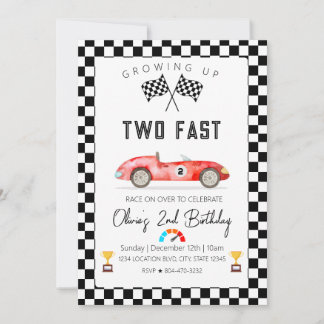 Fast Racing Car 2nd birthday Einladung