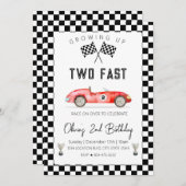 Fast Racing Car 2nd birthday Einladung (Vorne/Hinten)