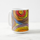 Fast Regenbogen-Wasserfarbenkreise mit schwarzen M Kaffeetasse (Vorderseite Links)
