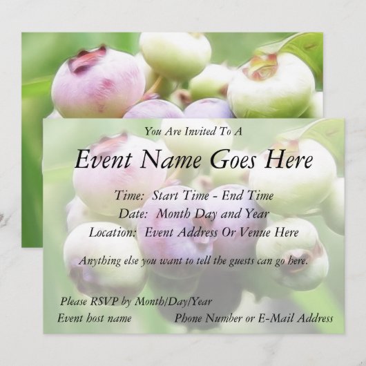 Fast reif - Blaubeeren Einladung (Vorne/Hinten)