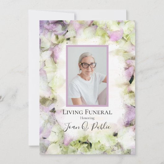 Fast rosa Hydrangea-Blume Leben Beerdigung Party Einladung (Vorderseite)