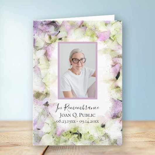 Fast rosa Hydrangeas Begräbnisdienst geklappt Programm