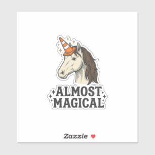 Fast schon magisches Einhorn-Kegel-Vintage-Grafik- Aufkleber