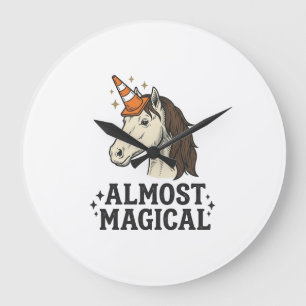 Fast schon magisches Einhorn-Kegel-Vintage-Grafik- Große Wanduhr