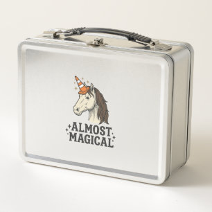 Fast schon magisches Einhorn-Kegel-Vintage-Grafik- Metall Brotdose