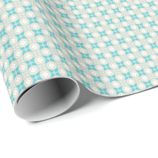 Fast Shippo Aquamarin und Creme Wrapping Paper Geschenkpapier (Rolleneckpunkt)