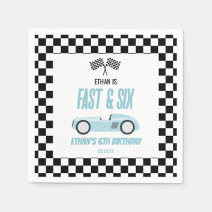 Fast & Six Blue Race Car 6. Geburtstagsparty Serviette