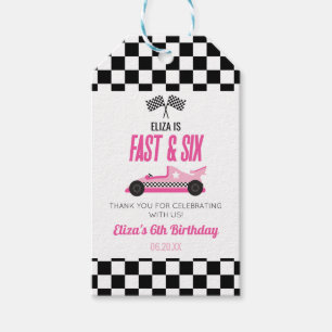 Fast & Six Pink Race Car 6. Geburtstagsparty Geschenkanhänger