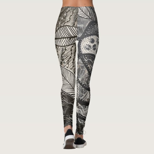 Fast überall 1 Schwarz-Weiß-Acrylmalerei Leggings (Rückseite)