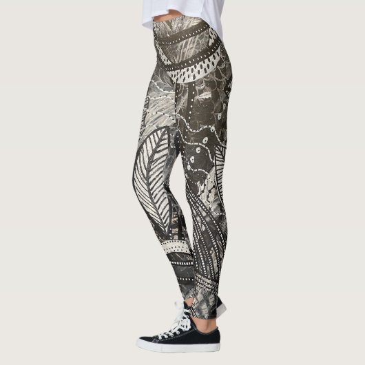 Fast überall 1 Schwarz-Weiß-Acrylmalerei Leggings (Links)