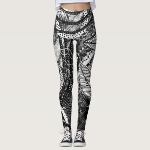 Fast überall 1 Schwarzweiß-Schichten-Kunst Leggings