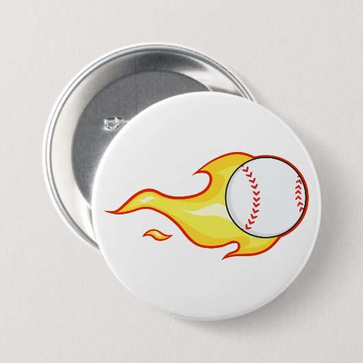 Fastball Flame Baseball Sport Button (Vorne & Hinten)