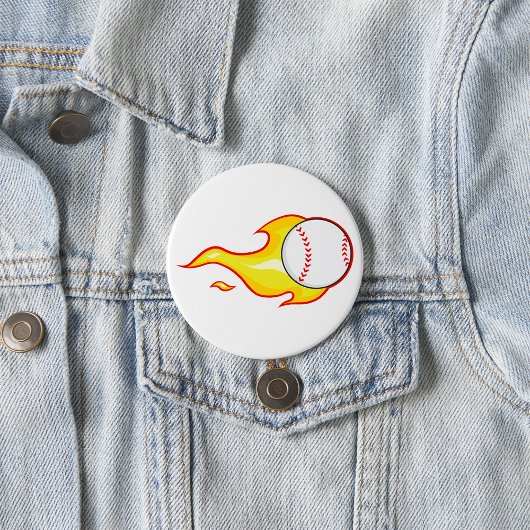 Fastball Flame Baseball Sport Button
