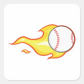 Fastball Flame Baseball Sport Quadratischer Aufkleber (Vorderseite)