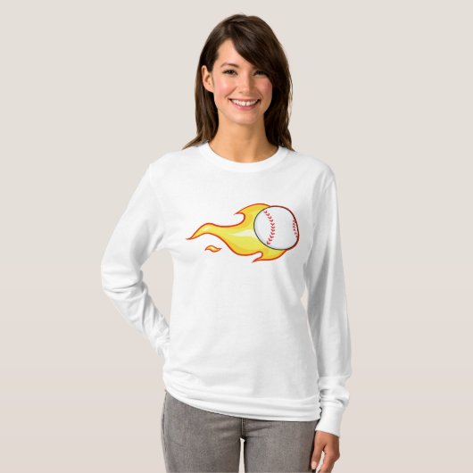 Fastball Flame Baseball Sport T-Shirt (Vorne ganz)