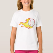 Fastball Flame Baseball Sport T-Shirt (Vorderseite)