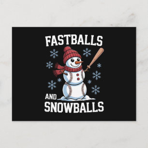 Fastballs Und Schneebälle Baseball Schneemann Weih Feiertagspostkarte