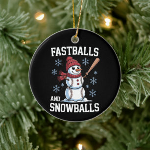 Fastballs Und Schneebälle Baseball Schneemann Weih Keramik Ornament