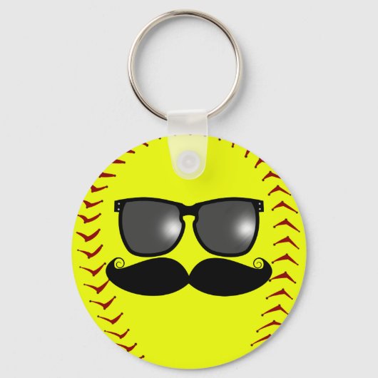 Fastfeld Softball Mustache Schlüsselanhänger (Vorderseite)