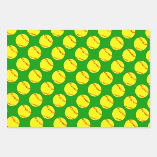 Fastfeld Softball Player Weihnachtsklausel Geschenkpapier Set (Vorderseite 2)