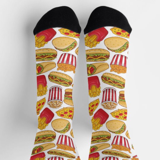 Fastfood-Liebhaber von niedlich gefliestem Fastfoo Socken (Oben)