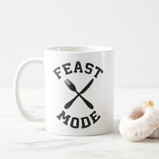 Fastmodus - Schütteln - essen, Hunger - Sonnenanbe Kaffeetasse (Mit Donut)