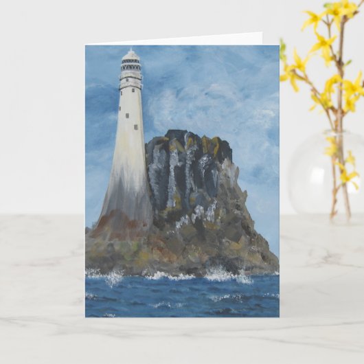 Fastnet Lighthouse, Irland Blank Greeting Card Karte (Gelbe Blume)