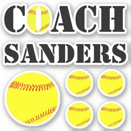 Fastpech Softball Coach Individuelle Name Spaß Spo Aufkleber (Vorderseite)